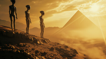 Aliens at the Giza Pyramid - obrazy, fototapety, plakaty