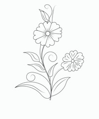 flower coloring page for kids and adults , Art & Illustration