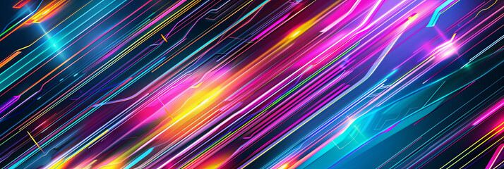 a vibrant background with neon lights and glowing lines, generative AI