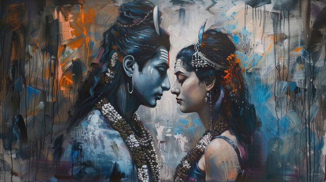 Lord shiva and parvathy creative concept
