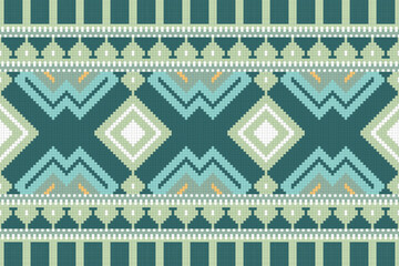 Ikat Fabric Paisley Embroidery Background. Ikat Damask Geometric Ethnic Oriental Pattern traditional.aztec Style Abstract Vector illustration.design for Texture,fabric,clothing,wrapping,sarong.