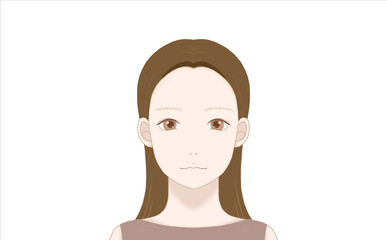 40代女性の正面の顔（ノーメイク）