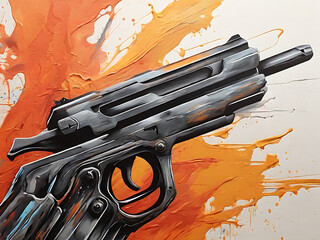 gun on oil painting style
