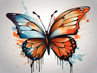 butterfly on oil painting style