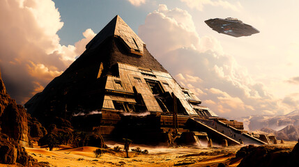 UFO over pyramid - Powered by Adobe