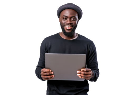 Smiling Man with Laptop