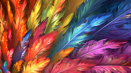 Obraz premium Carnival Feathers Illustration: Colorful 3D Render for Realistic, 