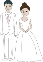 Fototapeta premium Wedding couple illustration, Transparent background.
