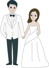 Wedding couple illustration, Transparent background.