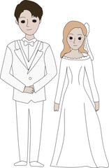 Wedding couple illustration, Transparent background.