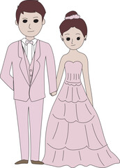 Wedding couple illustration, Transparent background.
