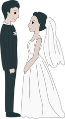Wedding couple illustration, Transparent background.
