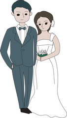 Wedding couple illustration, Transparent background.