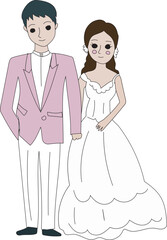 Wedding couple illustration, Transparent background.