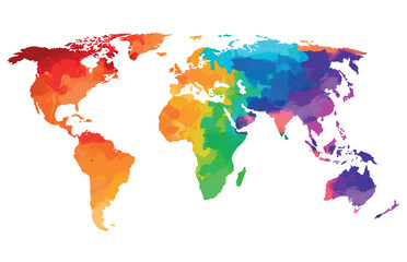 Fototapeta na wymiar World map, vector colorful watercolor illustration.