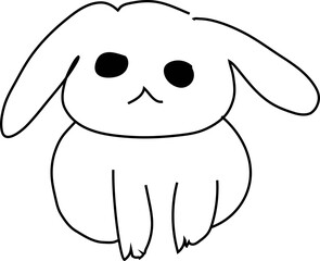 Hand drawn rabbit illustration on transparent background.
