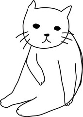 Hand drawn cat illustration on transparent background.
