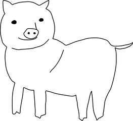 Hand drawn pig illustration on transparent background.
