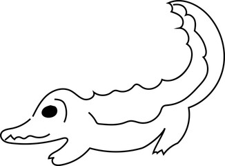 Hand drawn crocodile illustration on transparent background.
