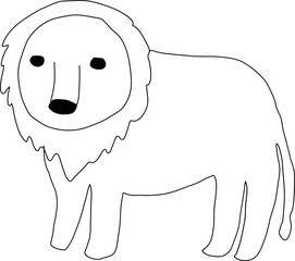 Hand drawn lion illustration on transparent background.
