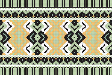Ikat Fabric Paisley Embroidery Background. Ikat Damask Geometric Ethnic Oriental Pattern traditional.aztec Style Abstract Vector illustration.design for Texture,fabric,clothing,wrapping,sarong.