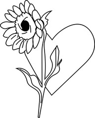 Hand drawn beautiful heart illustration on transparent background.
