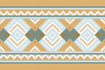 Ikat Fabric Paisley Embroidery Background. Ikat Damask Geometric Ethnic Oriental Pattern traditional.aztec Style Abstract Vector illustration.design for Texture,fabric,clothing,wrapping,sarong.
