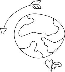 Hand drawn planet illustration on transparent background.
