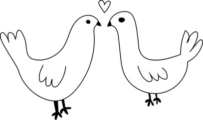 Fototapeta premium Hand drawn duck couple illustration on transparent background. 