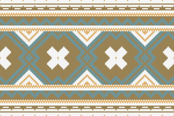 Ikat Fabric Paisley Embroidery Background. Ikat Damask Geometric Ethnic Oriental Pattern traditional.aztec Style Abstract Vector illustration.design for Texture,fabric,clothing,wrapping,sarong.