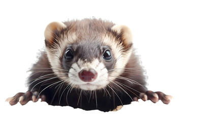 ferret on white background