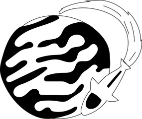 Hand drawn planet illustration on transparent background.
