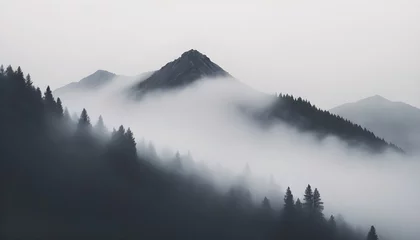 Fototapeten Beautiful landscape. Mountain, sky, cloud, fog, calm, peaceful, pastel.  © Gia