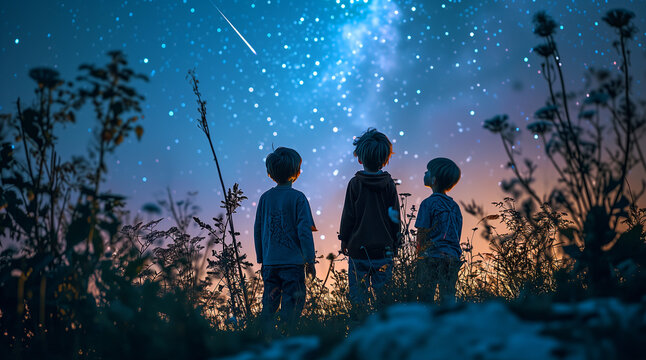 Boys watch falling star
