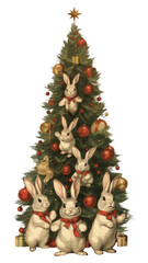 PNG Rabbits dance around christmas tree plant representation celebration