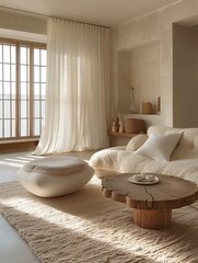 Modern Bedroom Interior with Plush Decor and Neutral Tones