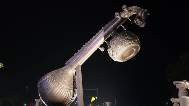 40-Feet Veena In Ayodhya As Tribute To Lata Mangeshkar video taken at Lata Mangeshkar Chowk yodhya Uttarpradesh India Mar 06 2024.