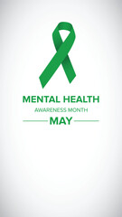 Mental Health Awareness Month in May. Raising awareness of mental health. Control and protection. Prevention campaign. Medical health care.	