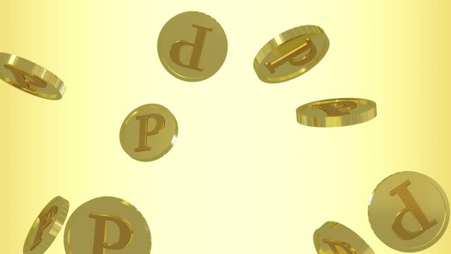 金色背景にポイントコインが降ってくるシームレスループアニメーション