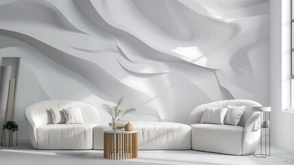 Modern Minimalist 3D Solid Abstract Geometric Shape Wall Background. 3D Wallpaper for Interior Walls Home Living Room Mural Wall Art Decoration.