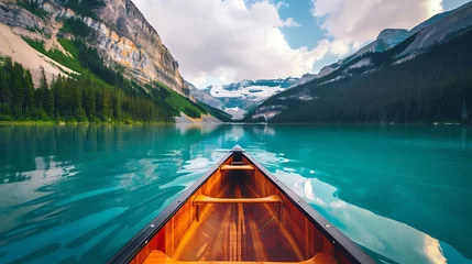 Foto op Canvas lake louise banff national park. Excitement of canoeing on a tranquil lake, International Tour Day, Tourism, © Soul