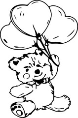 Hand drawn cute bear illustration on transparent background.
