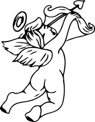 Hand drawn cupid illustration on transparent background.
