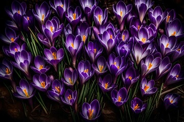 Purple Crocus Flowers in Spring