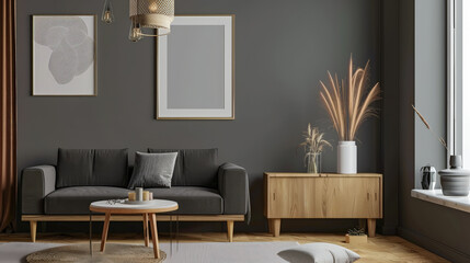 Chic and modern interiors with minimalist decor and comfortable furniture