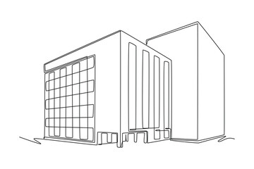 One continuous line drawing of cute house or small building concept. Doodle vector illustration in simple linear style.