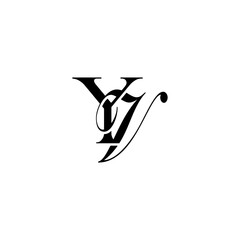 Initial Mixed Letter Logo. Logotype design. Simple Luxury Black Flat Vector YV