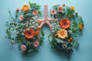 Lungs made from flowers and nature. - obrazy, fototapety, plakaty