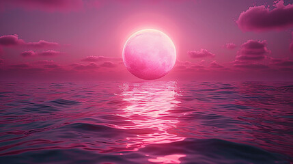 Pink sky and pink sea sunset