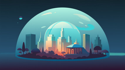 In the heart of Bioluminescent City a massive dome protects the inhabitants from the harsh environment outside and within its translucent walls